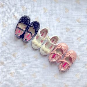 Three pairs baby dress shoes size4